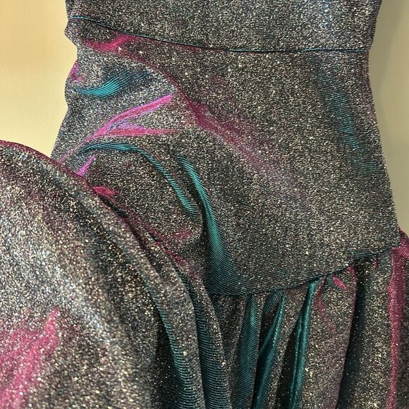 Shein Glitter Ruffled Bustier Adjustable Spaghetti Strap Mini Dress Medium - Picture 6 of 11